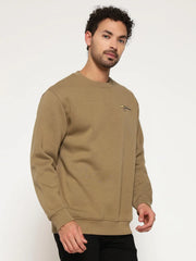 Men’s Crewneck Sweatshirt | Soft Fleece Fabric with Brushed Interior | Medium Weight-khaki