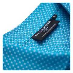 Glenmuir 1891 Men's Cambridge Performance Golf Polo Shirt – White & Light Blue | Premium Stretch Golf Polo