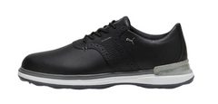 PUMA Men's Avant Spikeless Golf Shoes - Black/Black | Premium Waterproof Leather Golf Shoes