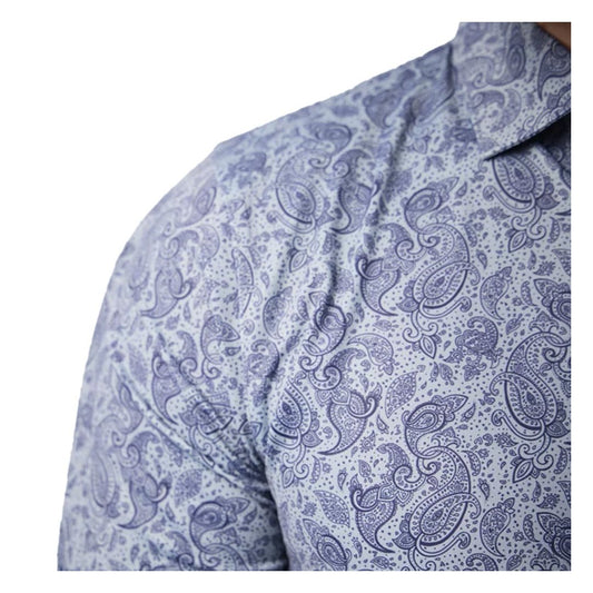 Glenmuir 1891 Men's Moffat Paisley Performance Golf Polo Shirt – Ocean Blue | Premium Stretch Moisture-Wicking Golf Polo