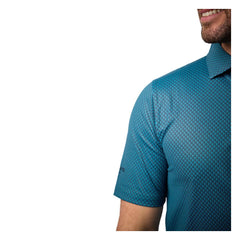 Greg Norman Men's Shadow Grid Performance Golf Polo Shirt – Teal | Moisture-Wicking Stretch Athletic Golf Polo
