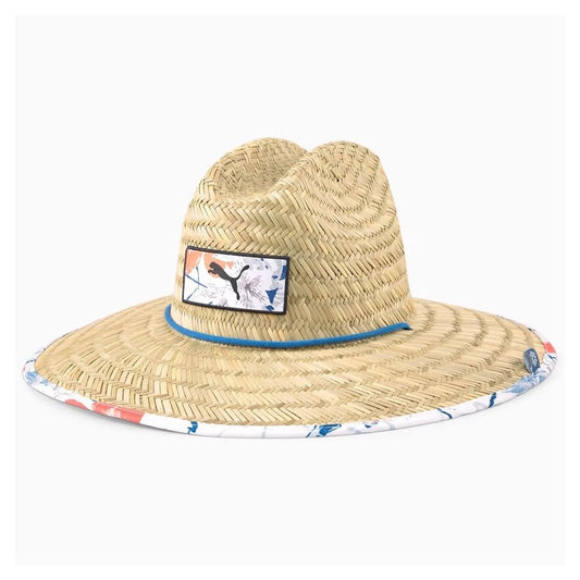 PUMA Men's Nassau Straw Sunbucket Golf Hat – Wide Brim UV Sun Protection Golf Hat | Lightweight Breathable Straw Hat | Adjustable Fit