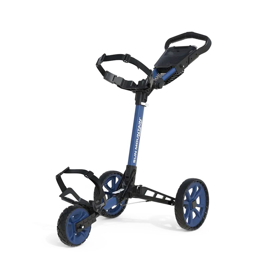 Sun Mountain Pathfinder PX3 3-Wheel Golf Push Cart | Lightweight Foldable Golf Trolley with Storage Console