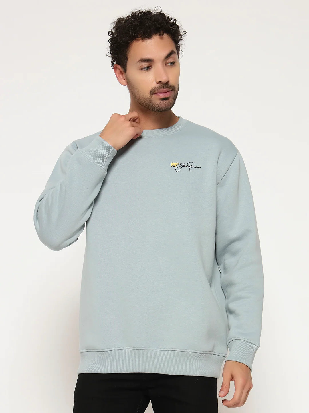 Men’s Crewneck Sweatshirt | Soft Fleece Fabric with Brushed Interior | Medium Weight-Ice Blue