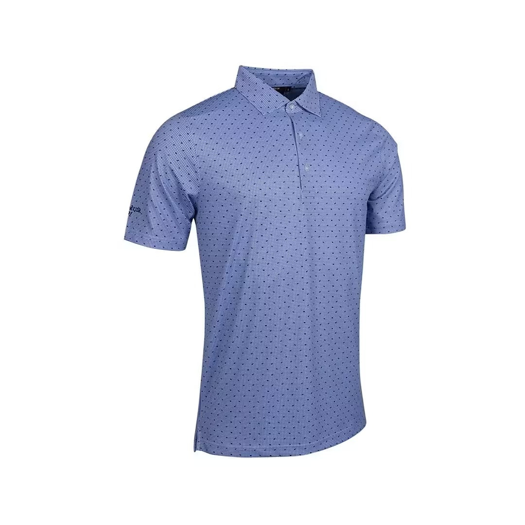 Glenmuir Men's York Golf Polo - Light Blue/White/Navy
