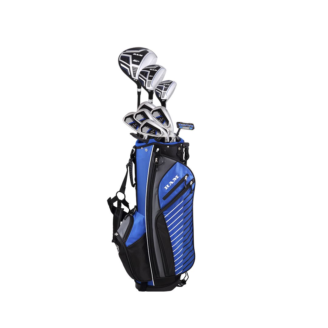 RAM Golf SDX Men's Complete Golf Club Set with Stand Bag + FREE Viper Golf Balls | Driver, Fairway, Hybrid, Irons & Putter