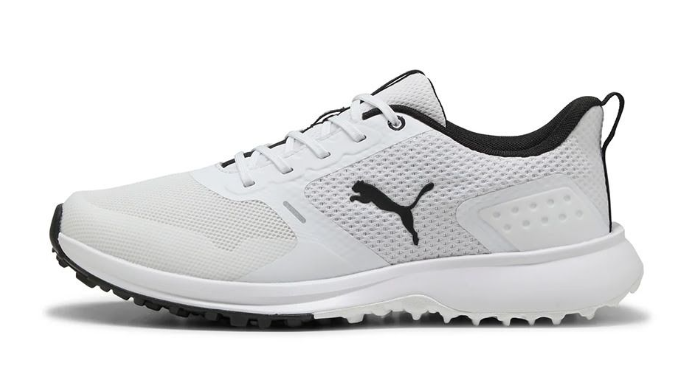 PUMA Fusion Grip 6 Spikeless Golf Shoes – Puma White/Puma Black | Lightweight Breathable Golf Shoes for Men