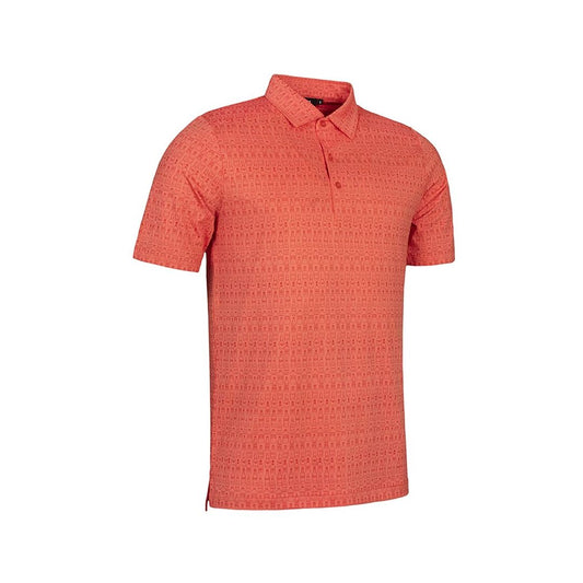 Glenmuir 1891 Men's Performance Golf Polo Shirt – Coral Bottle Print | Moisture Wicking Stretch Golf Polo