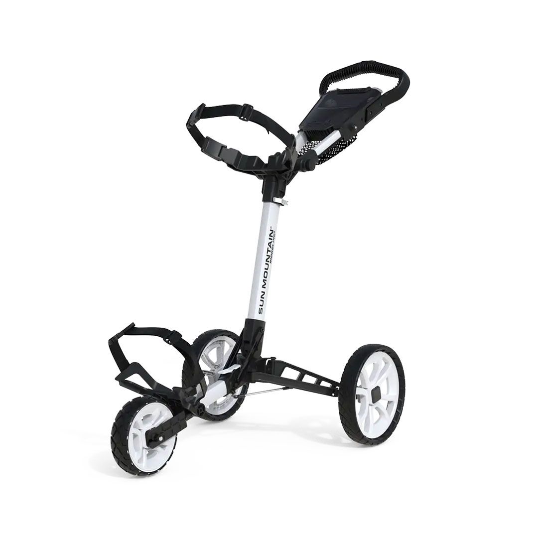 Sun Mountain Pathfinder PX3 3-Wheel Golf Push Cart | Lightweight Foldable Golf Trolley with Storage Console