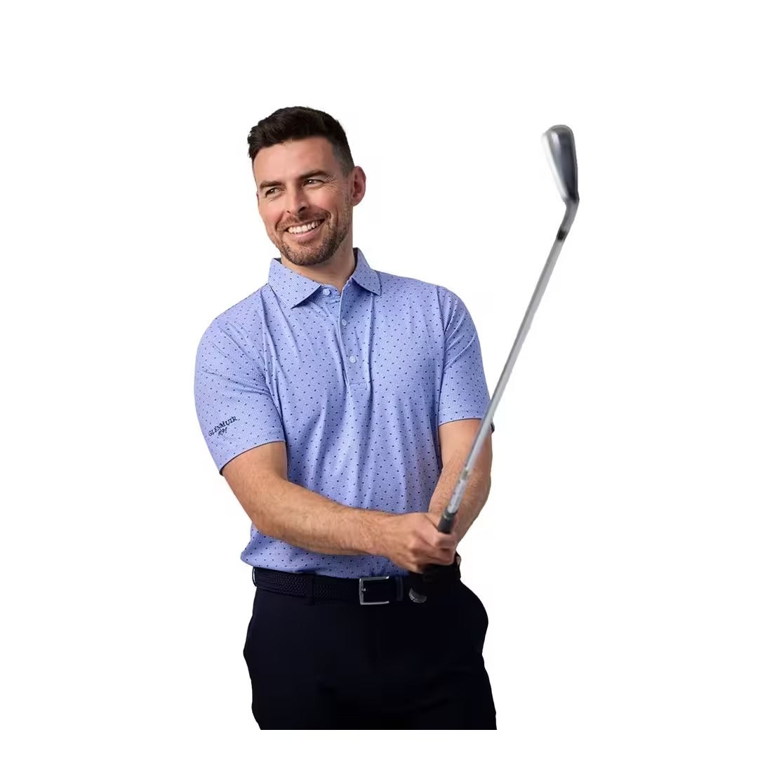 Glenmuir Men's York Golf Polo - Light Blue/White/Navy