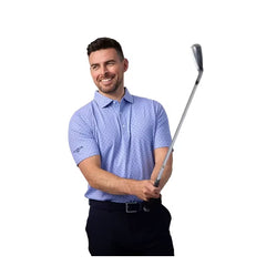 Glenmuir Men's York Golf Polo - Light Blue/White/Navy