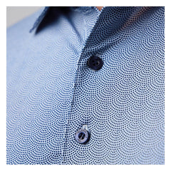 Glenmuir 1891 Men's Performance Golf Polo Shirt – White & Grey Bird Print | Premium Stretch Golf Polo