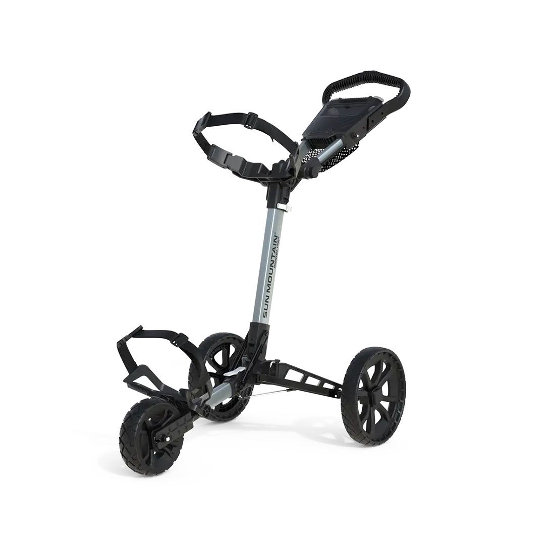 Sun Mountain Pathfinder PX3 3-Wheel Golf Push Cart | Lightweight Foldable Golf Trolley with Storage Console