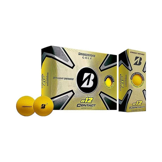 Bridgestone e12 Contact Golf Balls – 12 Ball Pack | Contact Force Dimple Technology | Soft Feel | Long Distance | Straight Flight | White, Matte Red, Matte Yellow & Matte Green