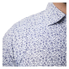 Greg Norman Men's Floral Performance Golf Polo Shirt – White/Navy | Moisture-Wicking Stretch Golf Polo
