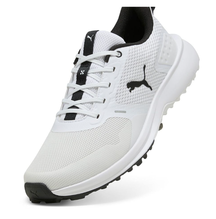 PUMA Fusion Grip 6 Spikeless Golf Shoes – Puma White/Puma Black | Lightweight Breathable Golf Shoes for Men