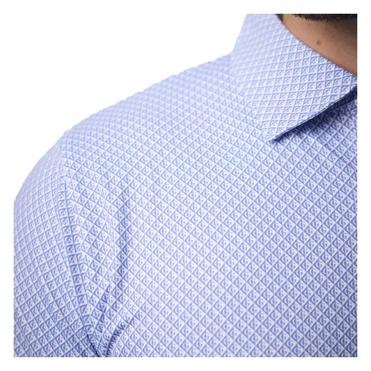 Greg Norman Men's Shadow Grid Performance Golf Polo Shirt – Teal | Moisture-Wicking Stretch Athletic Golf Polo