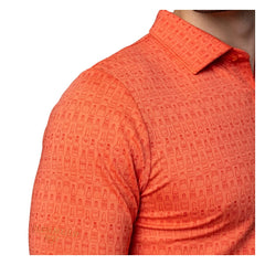Glenmuir 1891 Men's Performance Golf Polo Shirt – Coral Bottle Print | Moisture Wicking Stretch Golf Polo