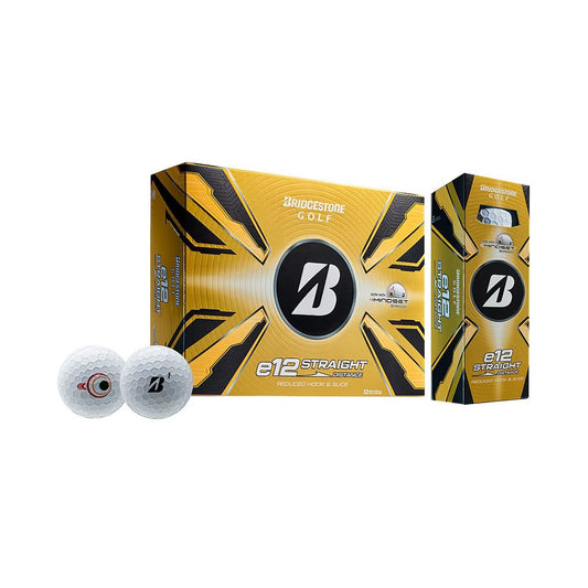 Bridgestone e12 Straight Golf Balls – 12 Ball Pack | Reduced Slice & Hook | Contact Force Dimple | MindSet Technology | Maximum Distance & Straighter Flight
