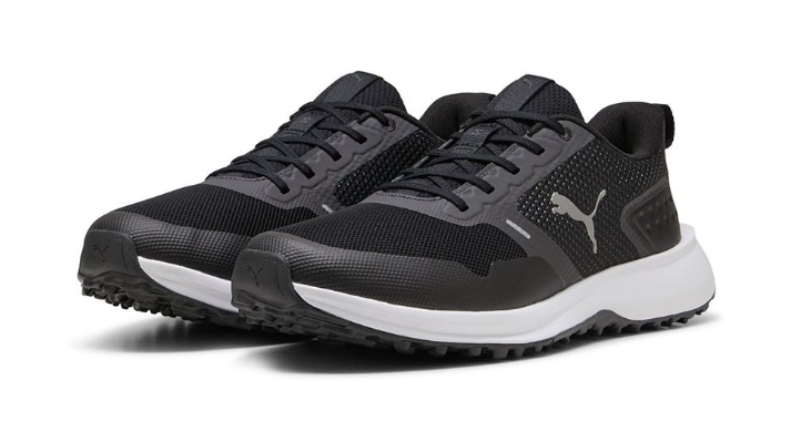 PUMA Fusion Grip 6 Spikeless Golf Shoes – Puma Black/Puma Shadow | Lightweight Breathable Golf Shoes for Men