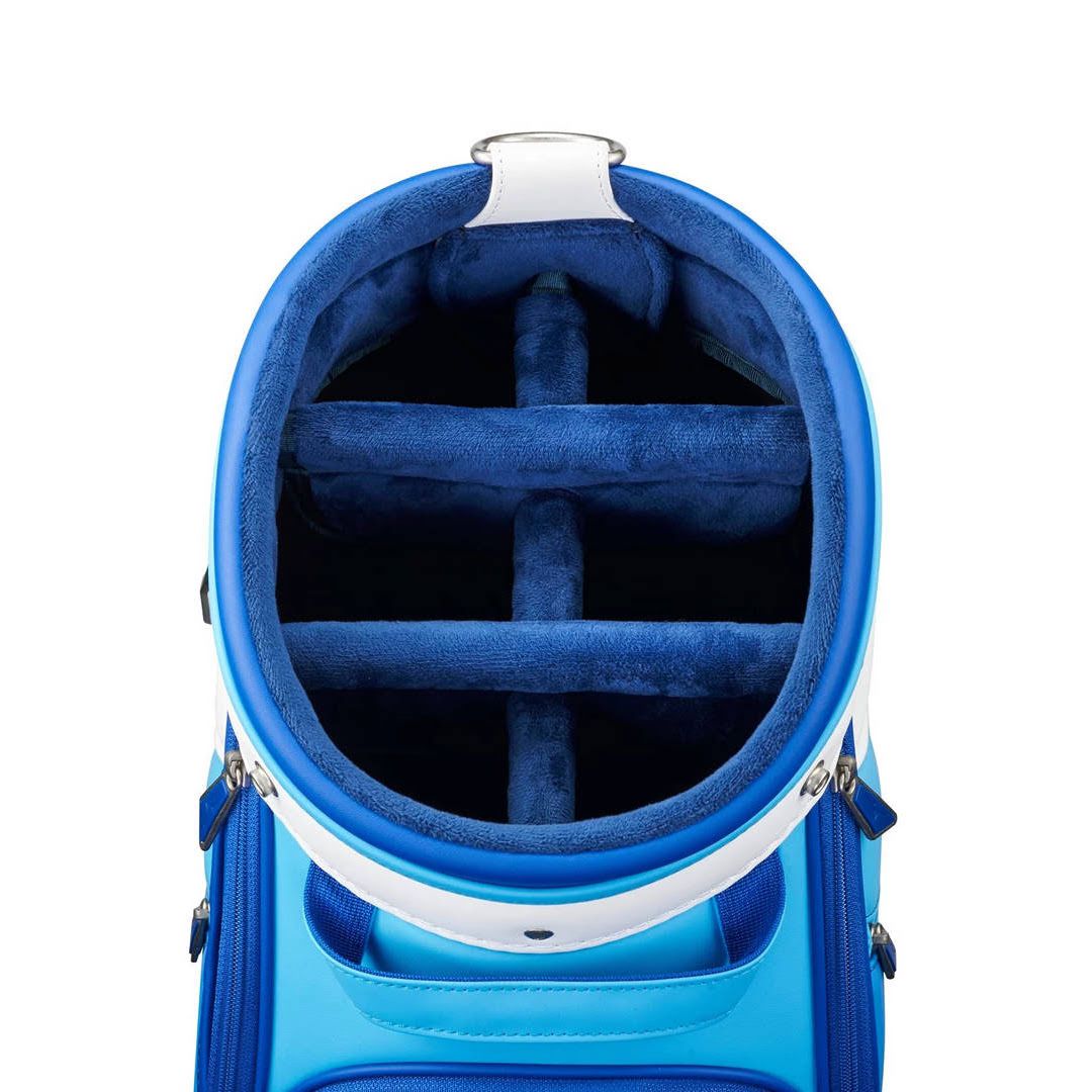 Mizuno Tour Cart Golf Bag – Blue/White | Premium Staff Cart Bag | 5-Way Divider Golf Bag