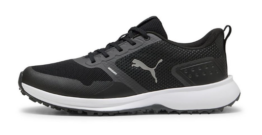 PUMA Fusion Grip 6 Spikeless Golf Shoes – Puma Black/Puma Shadow | Lightweight Breathable Golf Shoes for Men