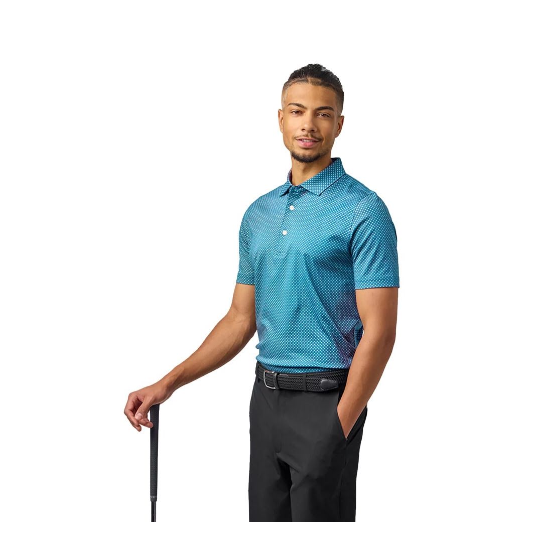 Glenmuir 1891 Men's Cambridge Performance Golf Polo Shirt – White & Light Blue | Premium Stretch Golf Polo