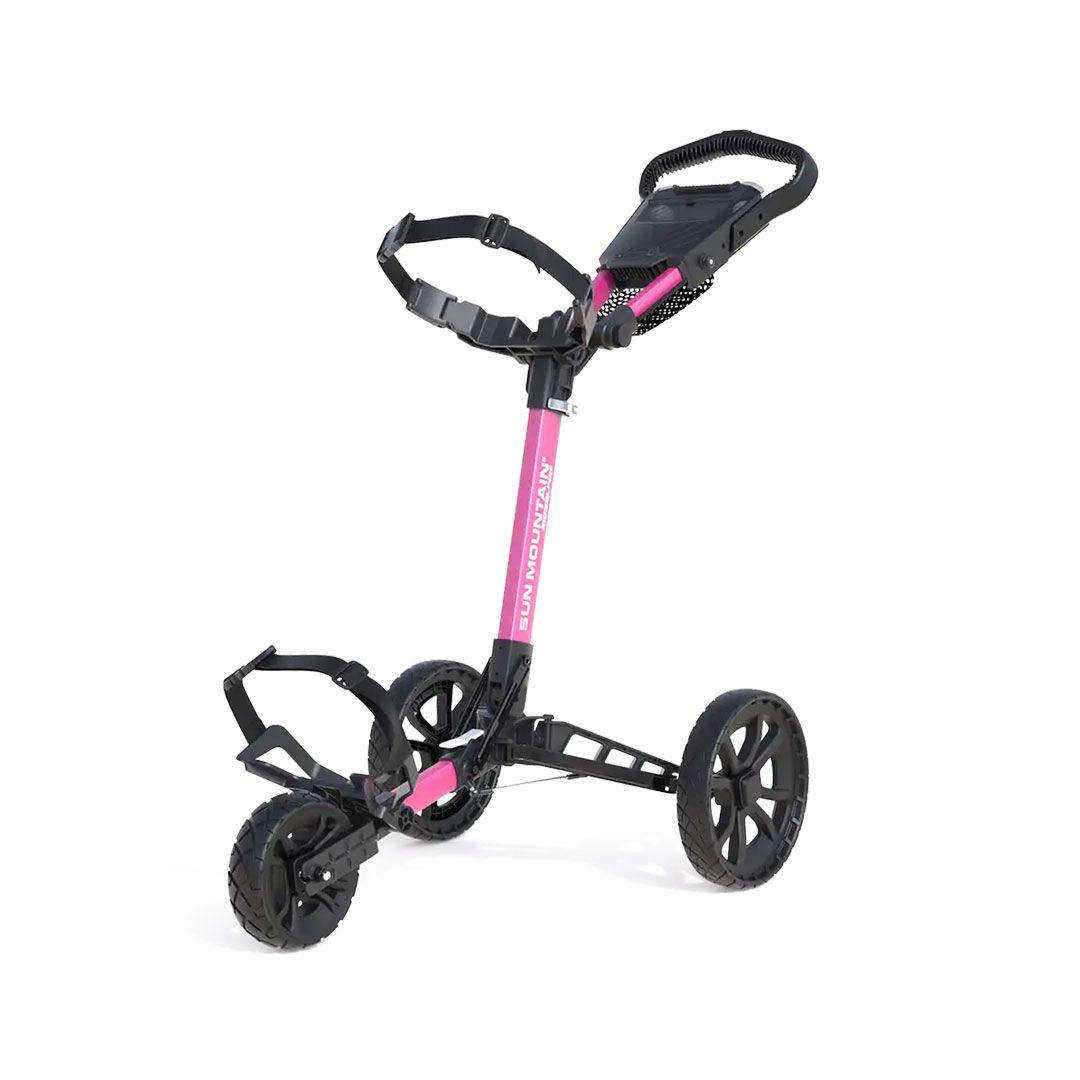 Sun Mountain Pathfinder PX3 3-Wheel Golf Push Cart | Lightweight Foldable Golf Trolley with Storage Console