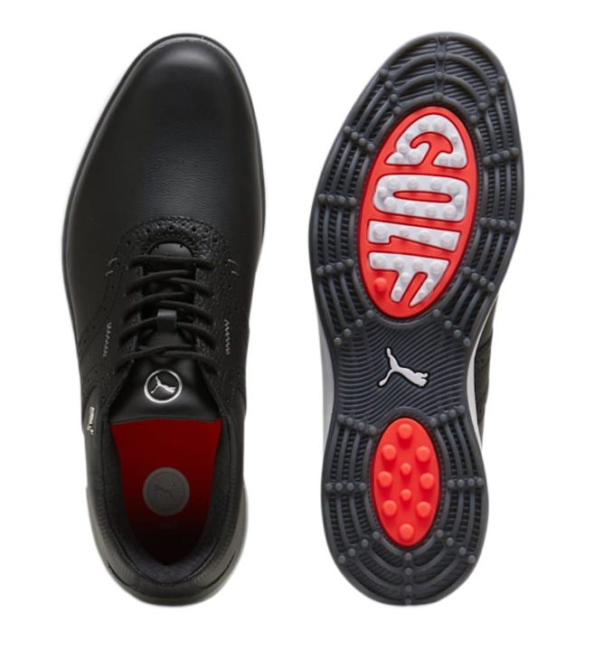 PUMA Men's Avant Spikeless Golf Shoes - Black/Black | Premium Waterproof Leather Golf Shoes