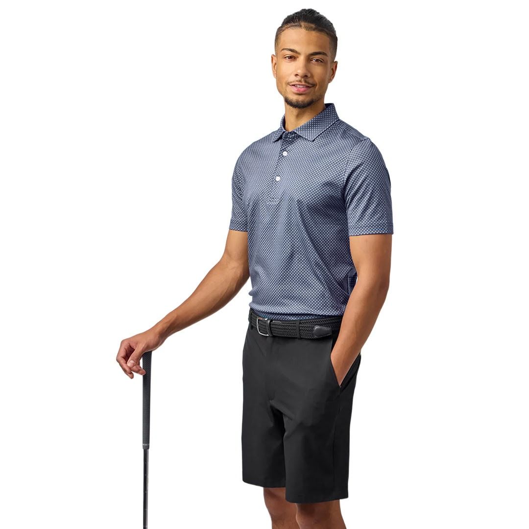 Glenmuir 1891 Men's Cambridge Performance Golf Polo Shirt – White & Light Blue | Premium Stretch Golf Polo