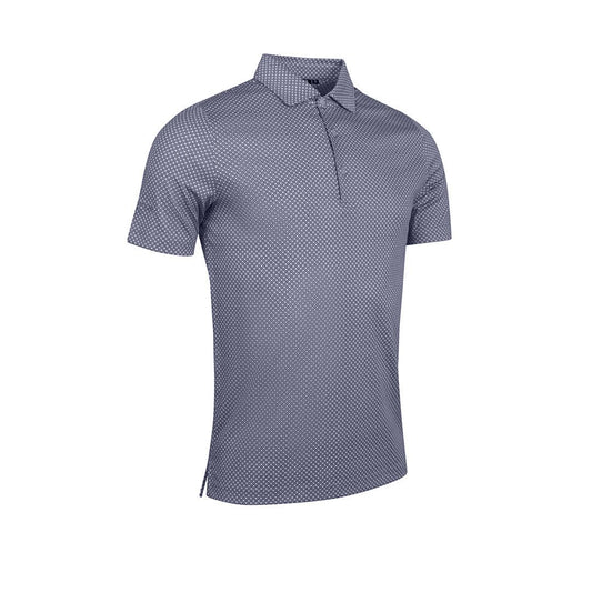 Glenmuir 1891 Men's Cambridge Performance Golf Polo Shirt – White & Light Blue | Premium Stretch Golf Polo