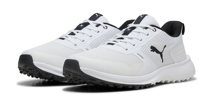 PUMA Fusion Grip 6 Spikeless Golf Shoes – Puma White/Puma Black | Lightweight Breathable Golf Shoes for Men