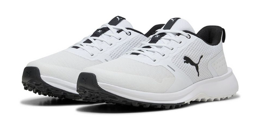 PUMA Fusion Grip 6 Spikeless Golf Shoes – Puma White/Puma Black | Lightweight Breathable Golf Shoes for Men