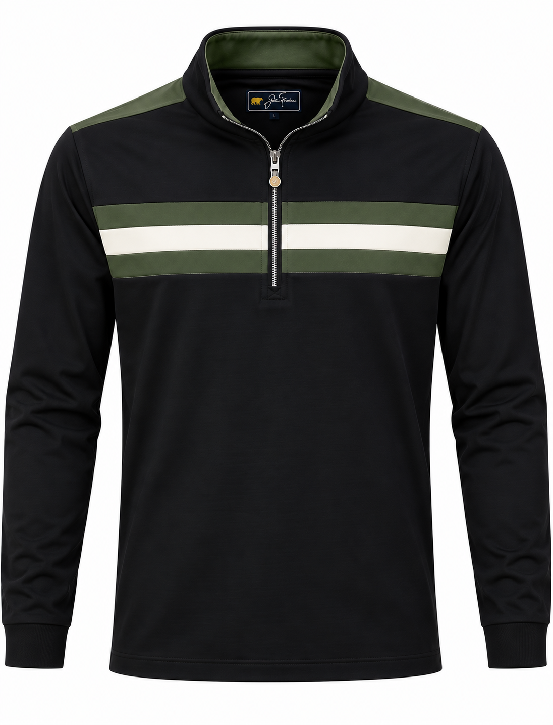 Jack Nicklaus 1/4 Angled Stripe Polo -Caviar