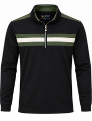 Jack Nicklaus 1/4 Angled Stripe Polo -Caviar