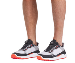 PUMA Ignite Elevate X DISC Spikeless Golf Shoes - White/Black/Orange | Waterproof Golf Shoes for Men