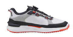 PUMA Ignite Elevate X DISC Spikeless Golf Shoes - White/Black/Orange | Waterproof Golf Shoes for Men