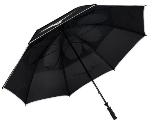 Mizuno Tour Golf Umbrella Black – Large Windproof Double Canopy Umbrella for Rain & Sun Protection